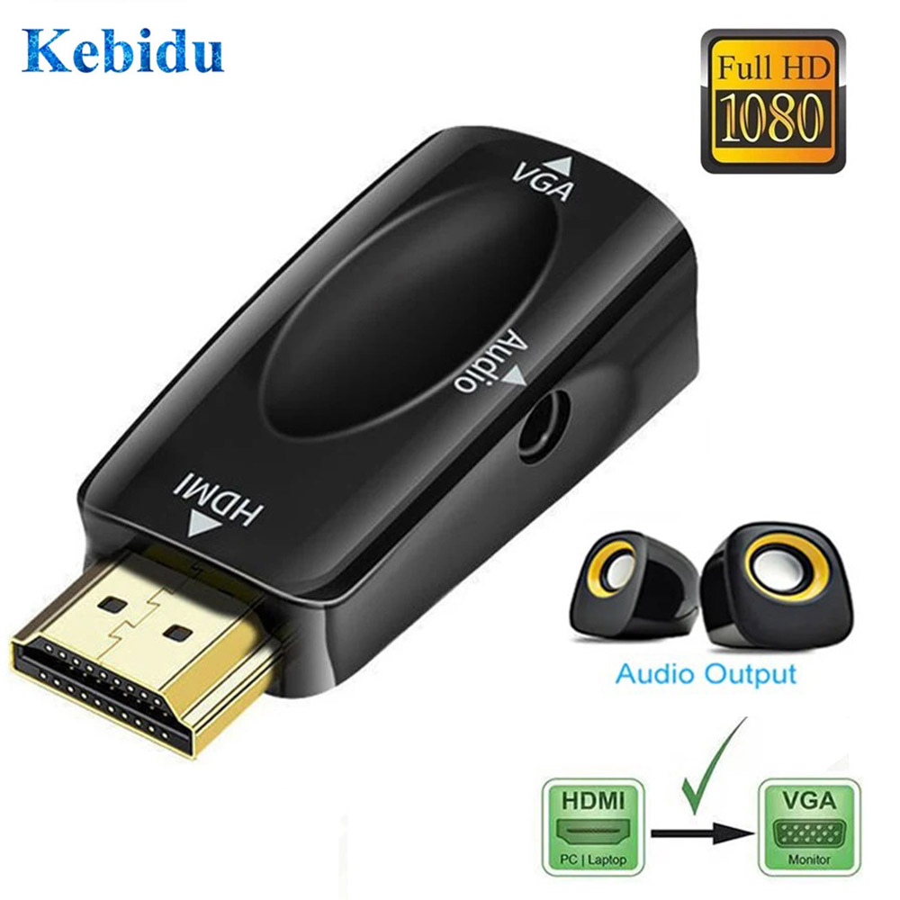HDMI-kompatibel zu VGA Kabel Konverter Stecker Auf Famale Konverter Adapter 3,5mm Jack Audio HD 1080P Für PC Laptop Tablet Projektor