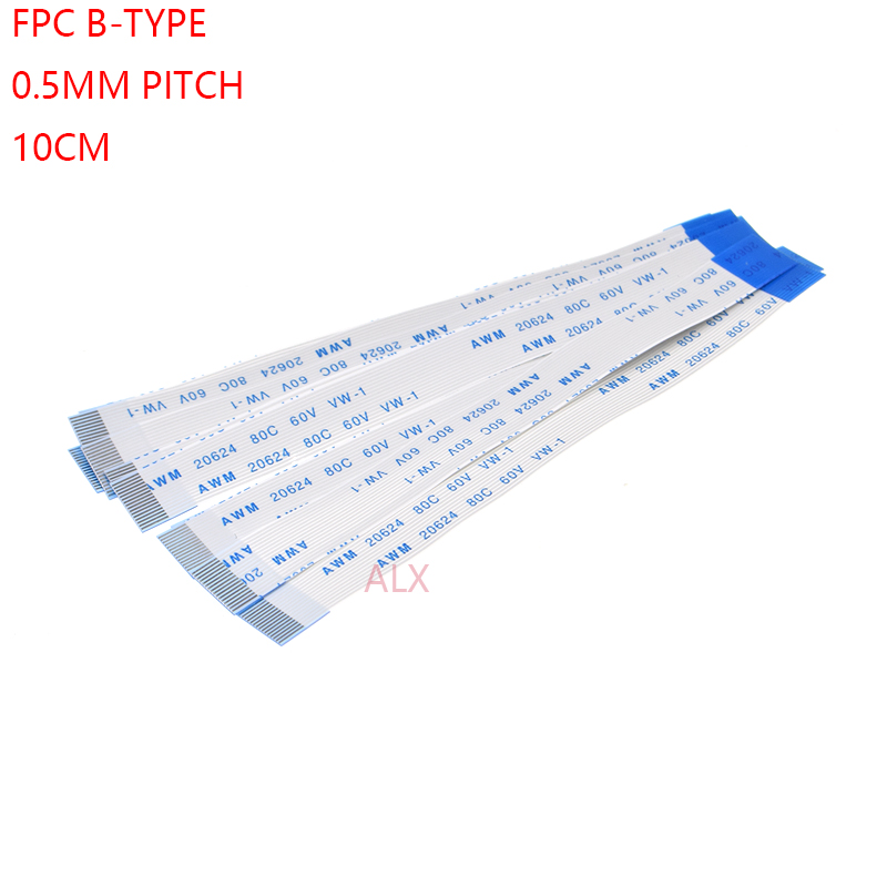 10PCS FPC Ribbon Flexible Flat CABLE PITCH 0.5MM 100MM B-Type 4P 6P 8P 10P 12P 16P 20P 30P 40P FFC WIRE 6/10/12/16/20/30/40 pin