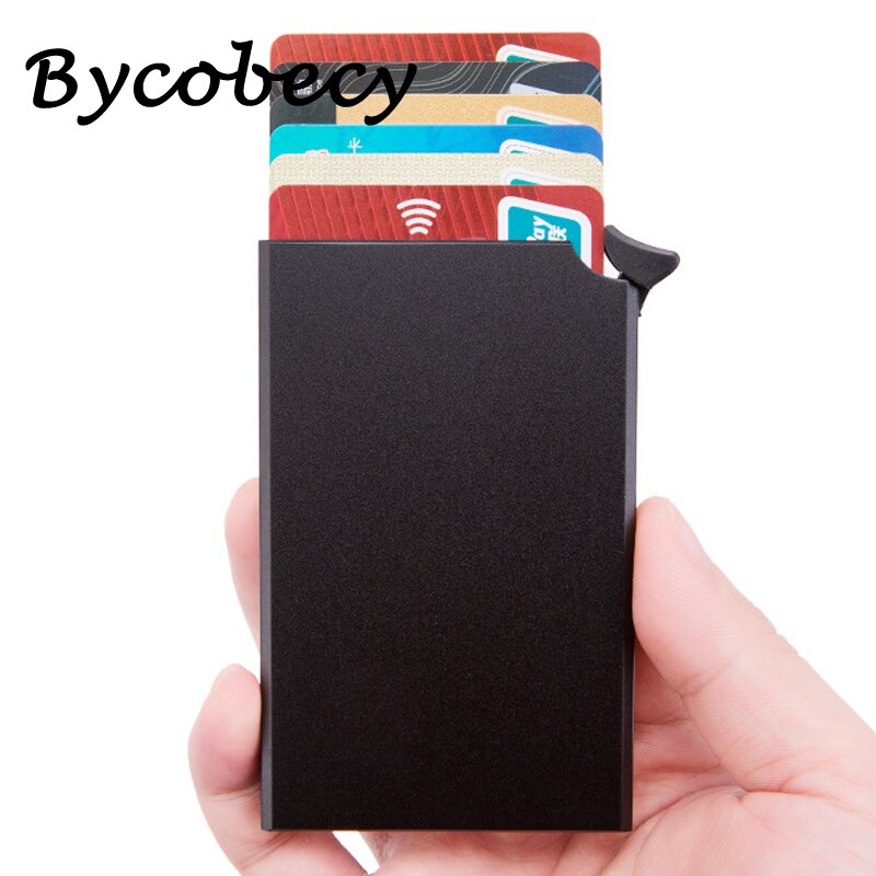 Bycobecy Credit Card Holder Women's Wallet Thin Purse for Security Metal Box Men RFID Blocking Protector Cases Carmen for Cards