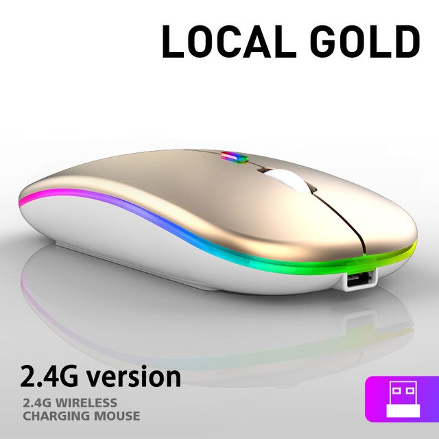 Bluetooth dual-mode wireless mouse charging mouse wireless computer mute LED backlit game office mouse laptop accessories: luminous LocalGold