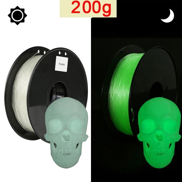 Filamento flessibile TPU 1,75 mm 200 g Filamento traslucido TPU Materiale di stampa 3D Filamento che si illumina al buio Filamento arcobaleno Blu