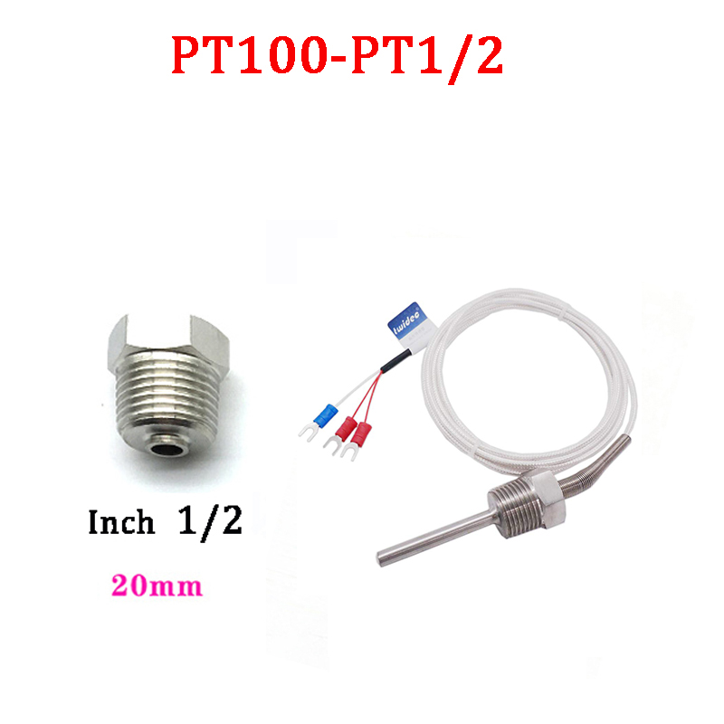 Inch PT100/K Stainless Steel Fixed Thread Platinum Thermal Resistance Thermocouple Waterproof Temperature Sensor Probe: black