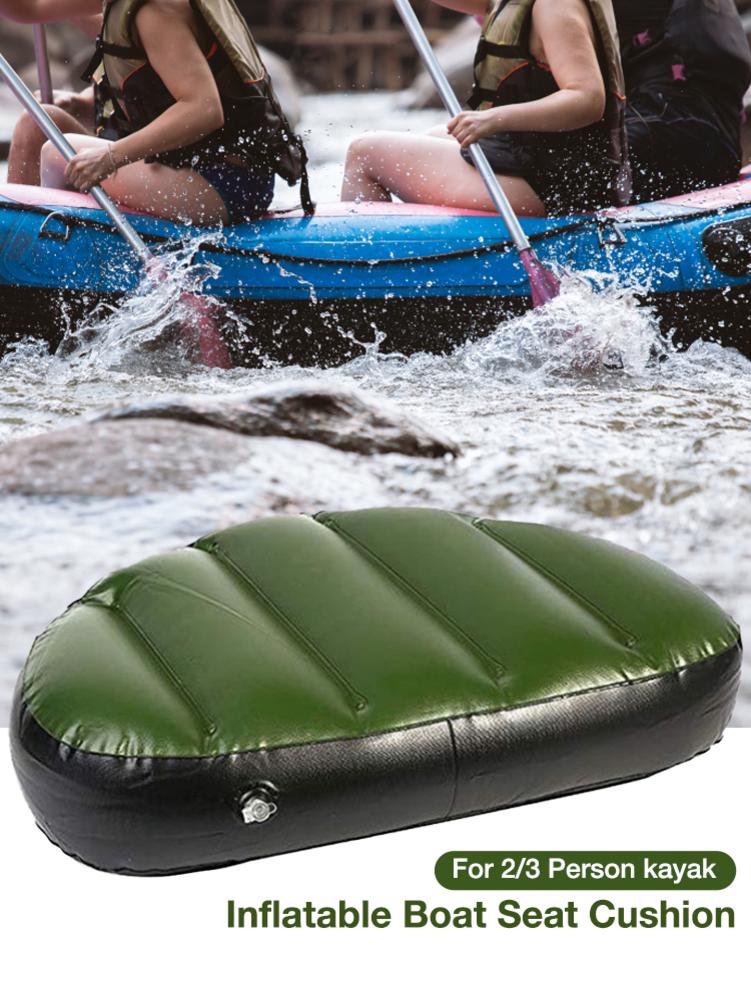 Pvc Groen Kajak Opblaasbare Zitkussen Waterdicht Slijtvaste Comfortabele Blow Up Seat Pad Voor 2/3 Persoon Kajak Water sport