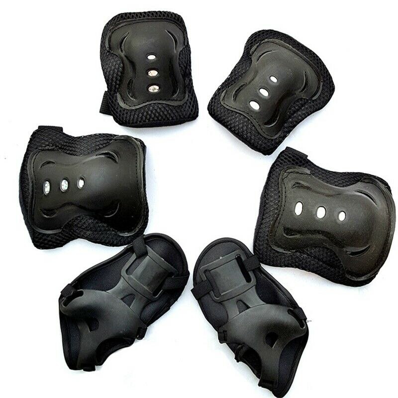 Kids Skating Protective Gear Set Knee Wrist Guard Elbow Pads Set Bicycle Skateboard Ice Skating Roller Protector Guard For Child: black