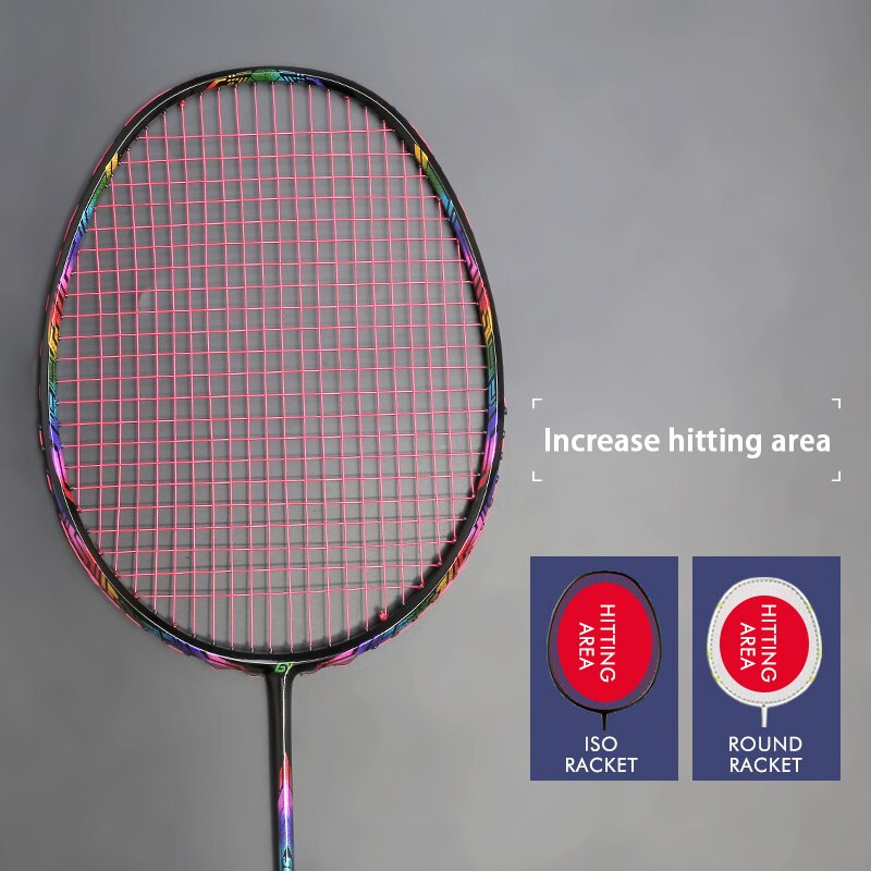 Super Light Carbon Strung Fiber Badminton Racket Tension 28-35LBS 4U 80g G4 Rackets With Bags Sport For Abult