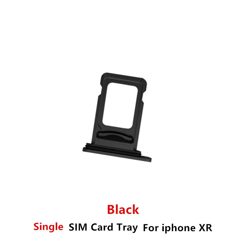 Single Double SIM Card Tray Holder Slot For iPhone XR SIM Holder Slot Tray Container Adapter Replacement Part: Black Single SIM