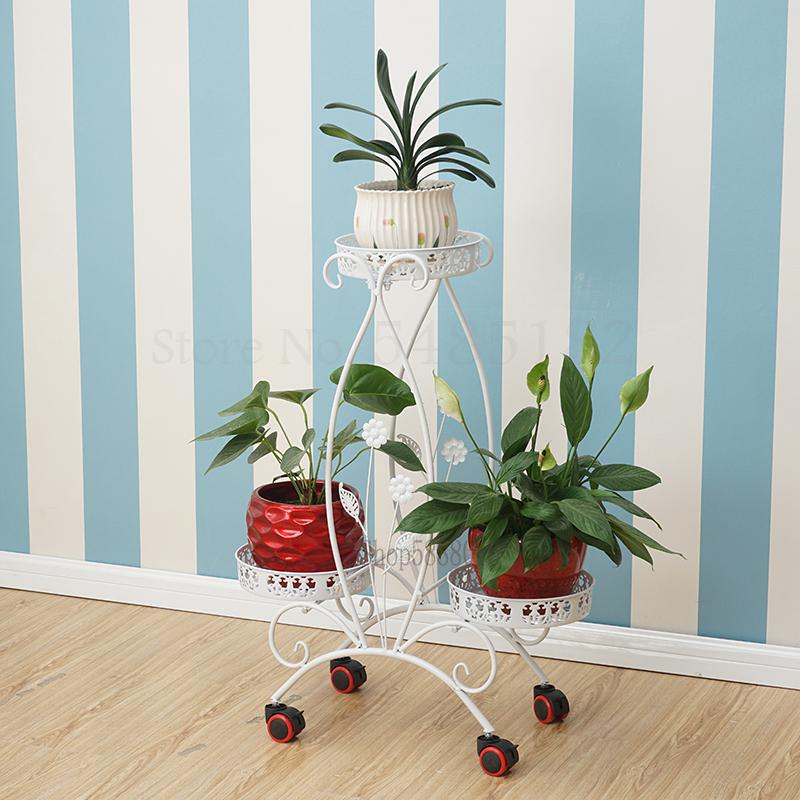 European green multi-layer iron flower stand hanging orchid indoor art wheel stand floor flower pot stand succulent flower: Boom  Clap  4