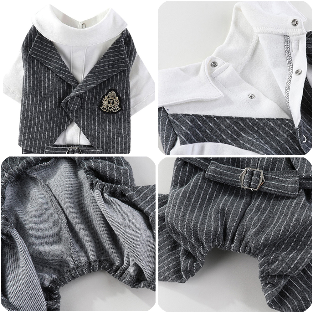 Hundedress smoking formelt kjæledyr bryllupsfestdress for små mellomstore hunder cosplay prinskostyme gentlemanklær valpeklær