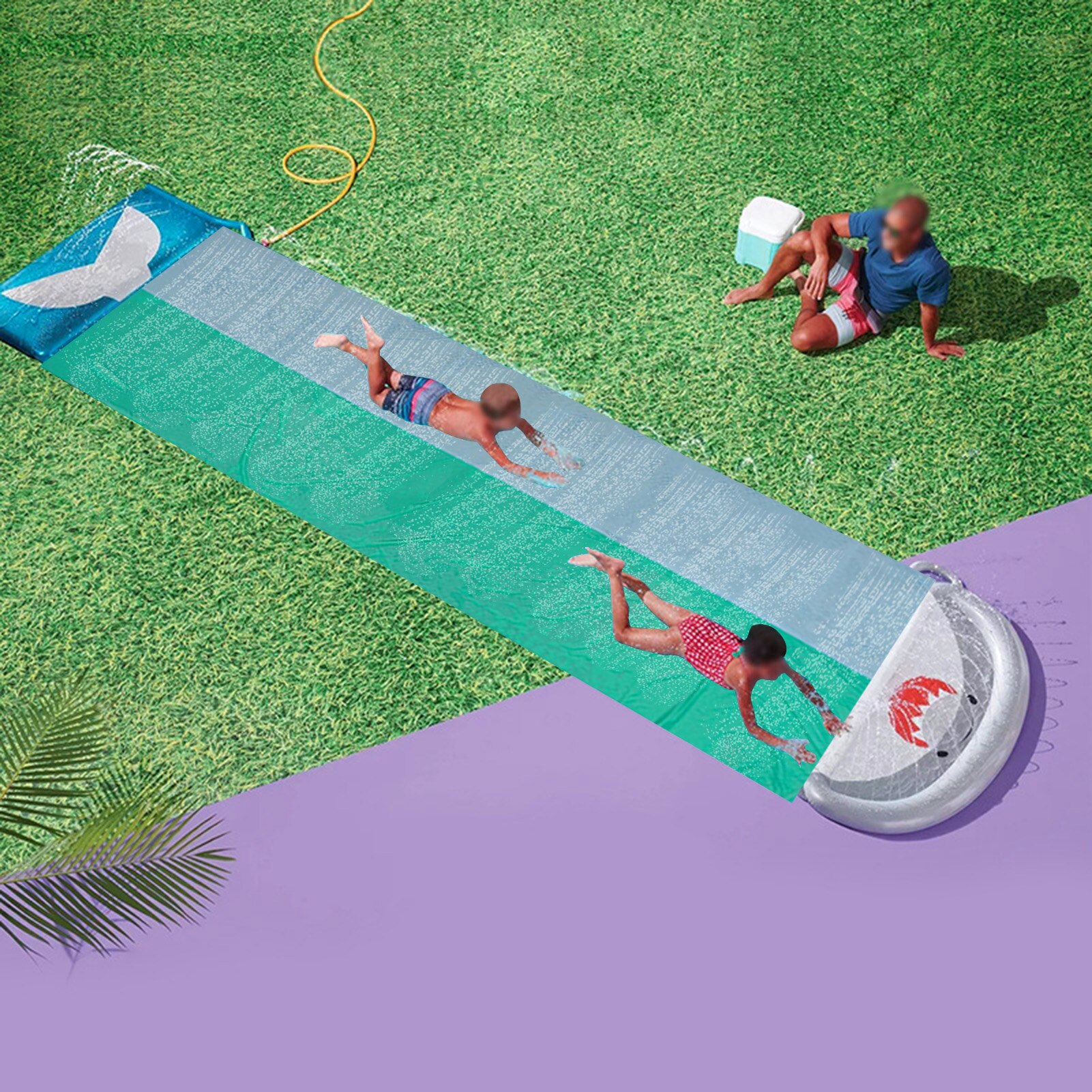 Children's Lawn Sprinkler Mat With Sprinkler Water Slide Double Summer Swimming Slide Educational Interactive Water Toy