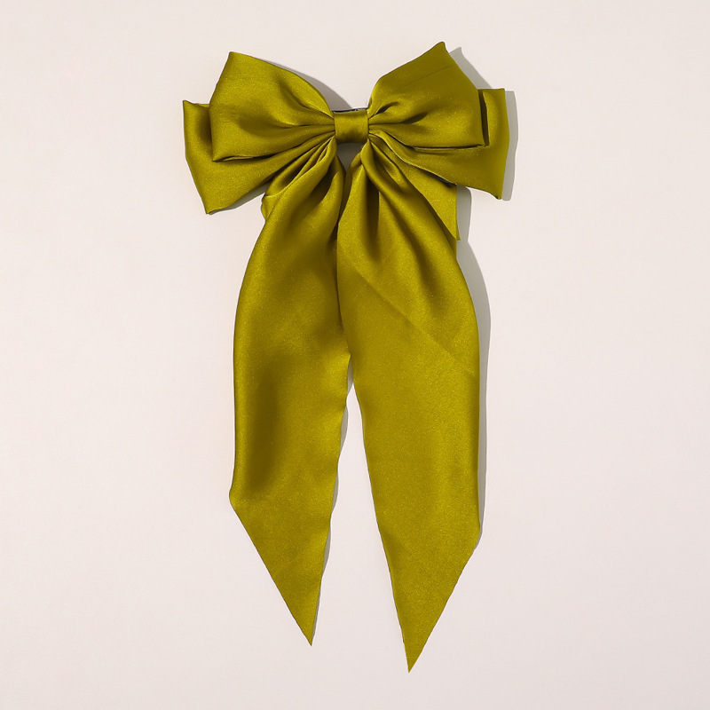 AISHG Silk Smooth Satin Large Bow Hairpin for Women Sweet Butterfly Spring Hair Clip Girls' Hair Accessories: army green
