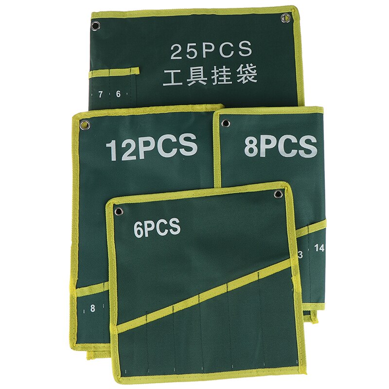 6/8/12/25 Pocket Grids Canvas Roll Spanner Tang Wrench Tool Opbergtas