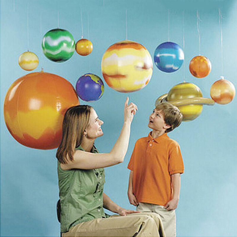 10 st / set ballong simulering solsystem nio planetsteaching modell ballonger barn spränga uppblåsbar leksak