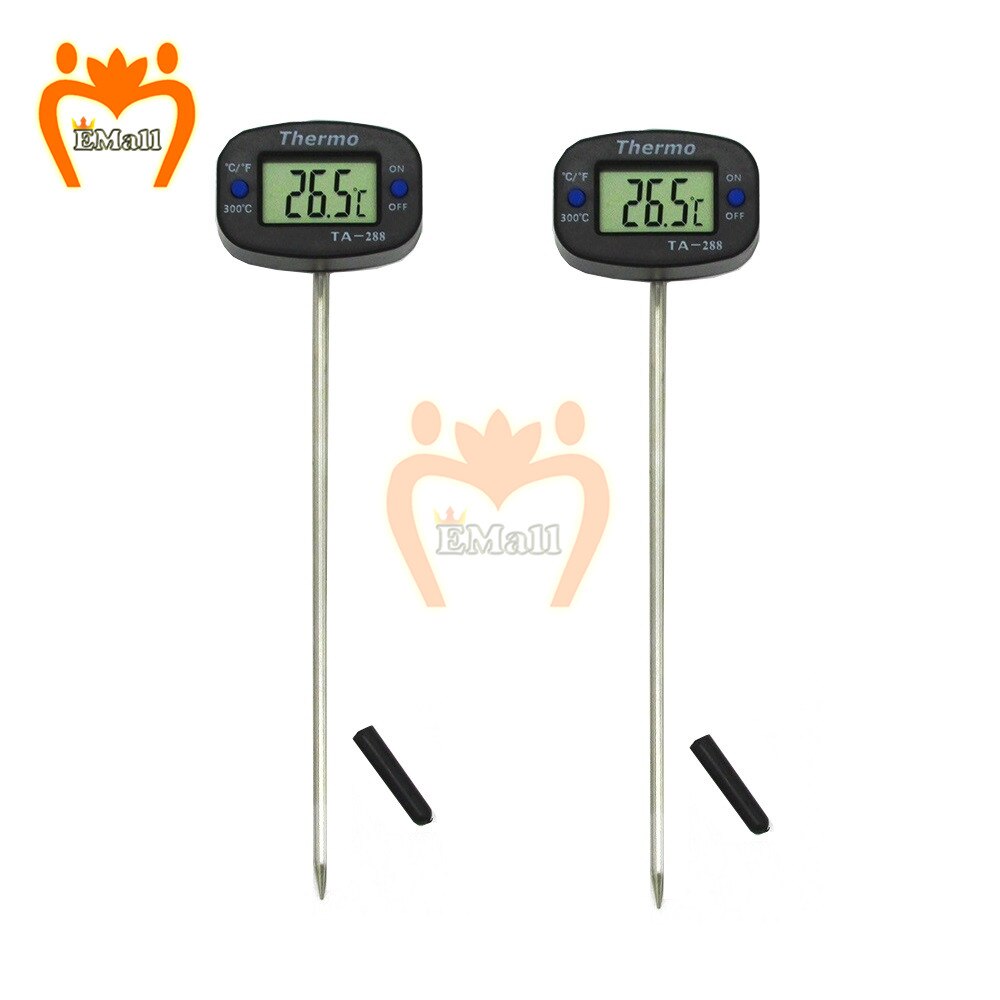 2 stk ovn kogetermometer temperaturmåler sensor test mini digital termometer rustfrit stål sonde mad kød grill kaffe: 2 stk sort