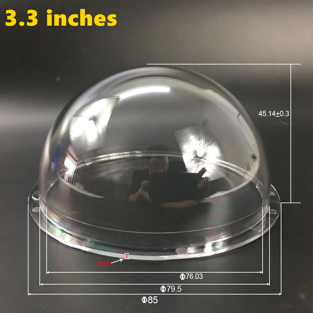 3,3 inch acryl koepel binnen / buiten CCTV vervanging doorzichtige camera koepelbehuizing voor Hikvision, Dahua, Samsung, enz.