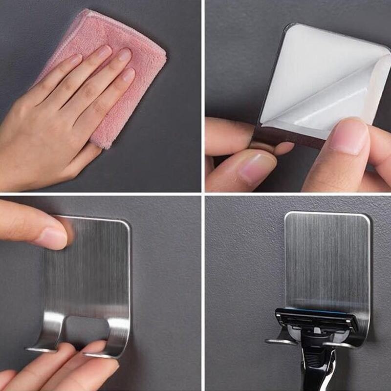 Scheermes Houder Haak Stalen Houder Voor Mannen Scheermes Houder Badkamer Muur Lijm Opslag Haak Gereedschap Scheermes Houder