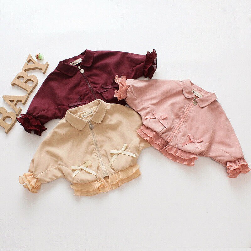 Baby Peuter Kids Baby Meisje Bovenkleding Rits Jassen Lente Herfst Winter Jassen Boog Zoete Kleding Schattige Prinses Outfits