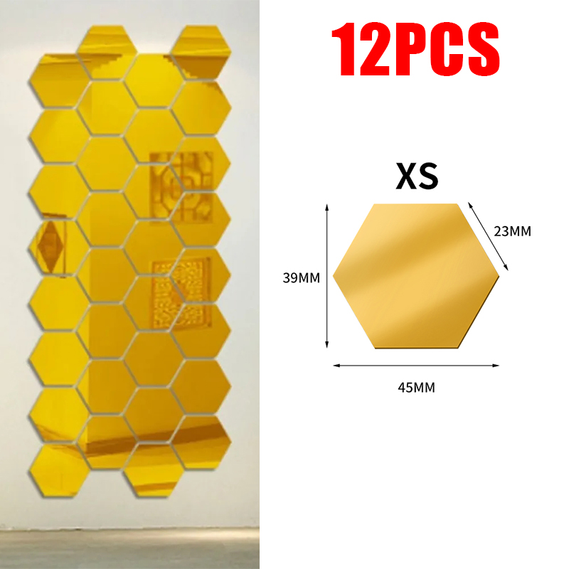 3D zeshoek spiegel muurstickers DIY muur spiegels sticker verwijderbare zelfklevende esthetische mozaïek tegels stickers woondecoratie
