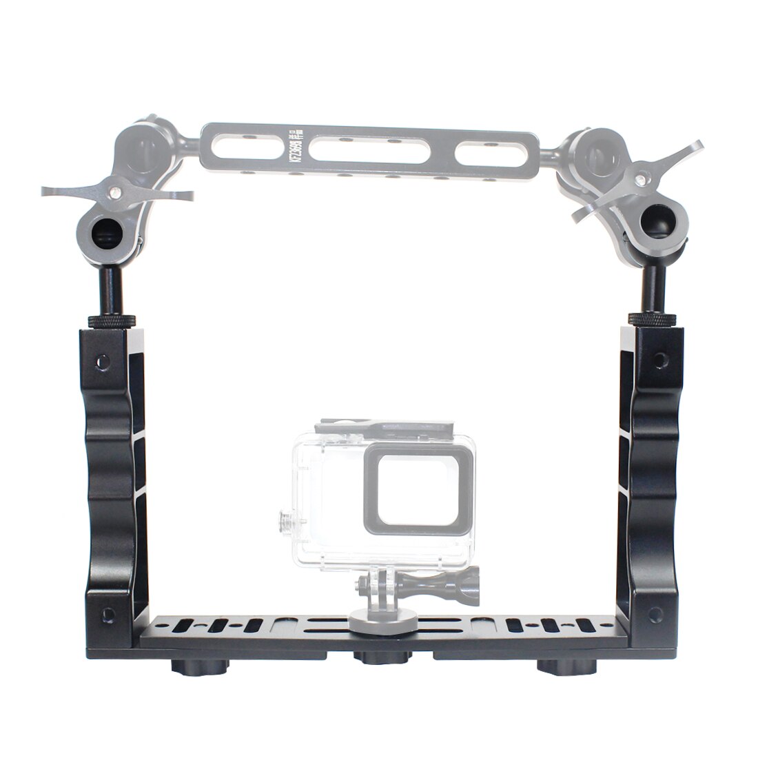 CNC Camera Diving Light Cage Underwater Frame Bracket with Ball Head Arm Adapter Butterfly Clips Dual Handheld Holder for GoPro