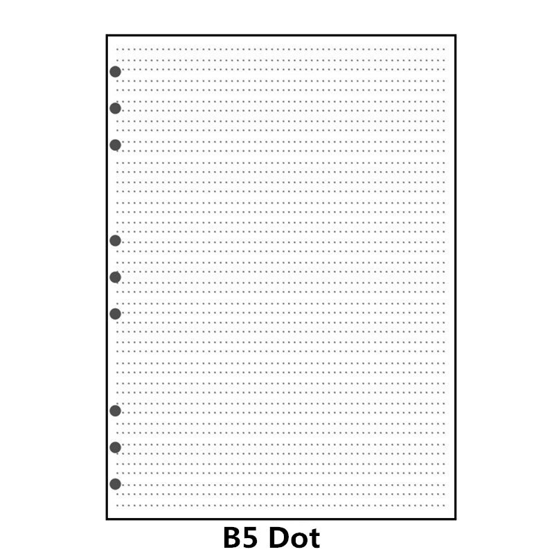 B5 9 Holes Loose-leaf Notebook Draft Paper Diary Sketchbook Journal Grid Line-Dot Planner Painting Inner Page Office Stationery: DOT-45 sheets