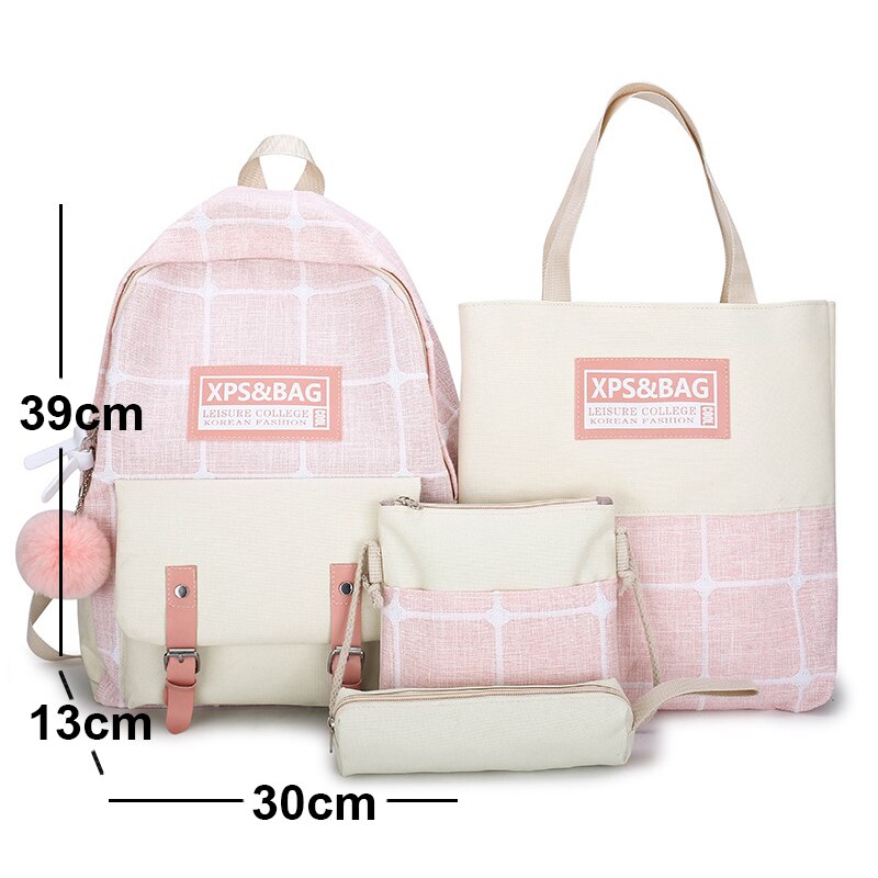 Meisjes Schooltas Vrouwelijke Student Rugzak Eenvoudige Grote Capaciteit Kinderen Rugzak Plaid Print Kids Canvas Rugzakken