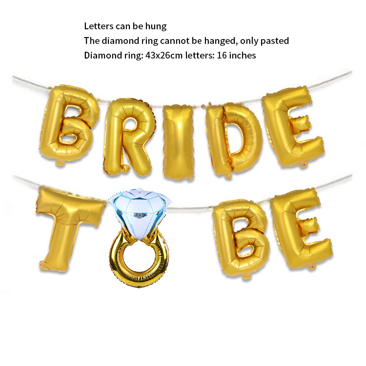 16 tommer bryllup diamant ring ballon sæt bruden til at være kvasi-bruden bryllupsfest forsyninger bryllup ballon bogstaver: Guld diamant