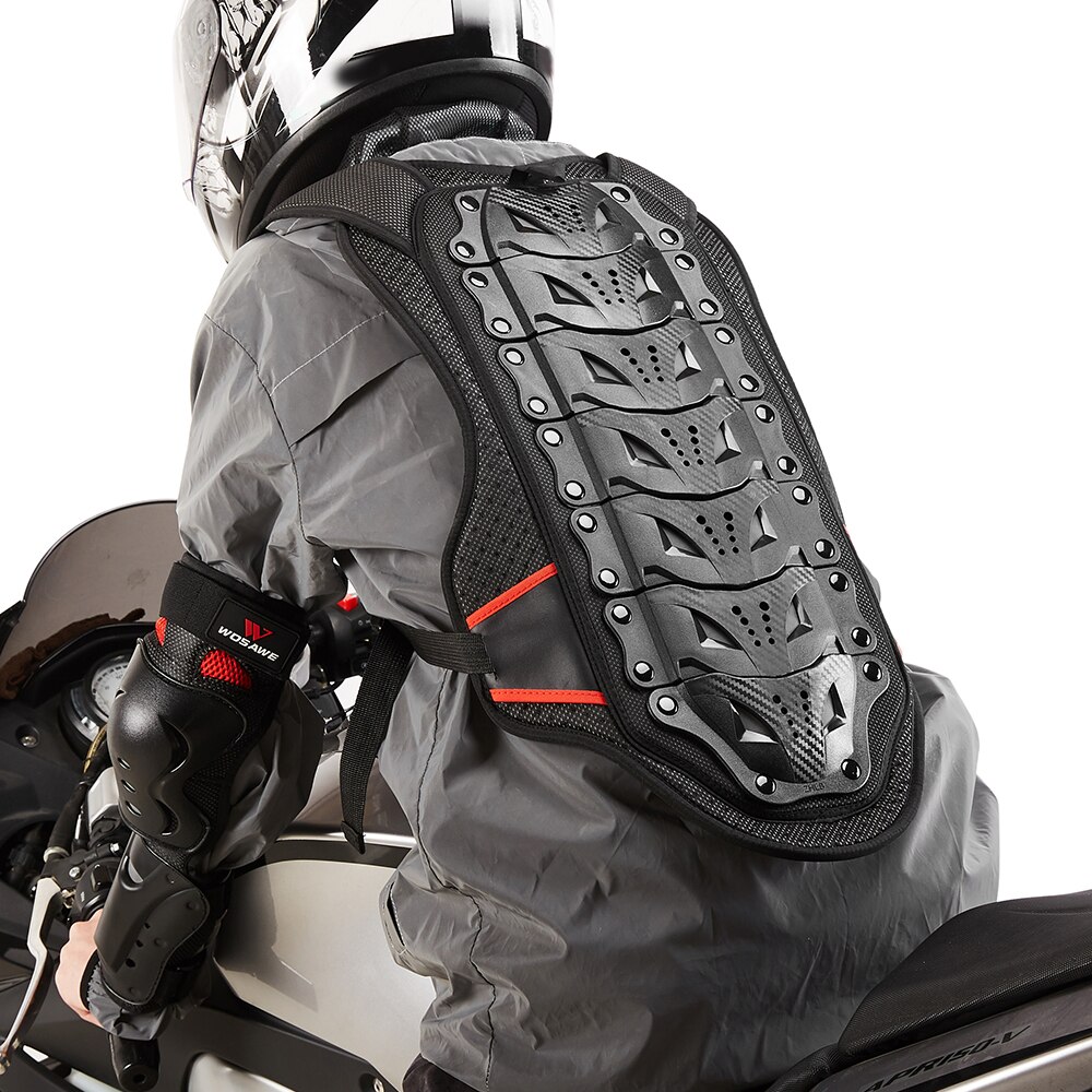 WOSAWE Motorcycle Back Protection Armor Vest Detachable Cushion Thicken EVA Adjustable Protection Back Protector Vest Armor