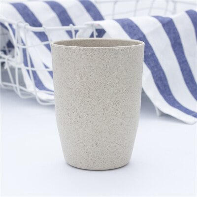 Plastic Wheat Straw Tea Cup Eco-Friendly Plastic Cup Coffee Tea Milk Drink Cup Toothbrush Cup for Bathroom Kitchen Cup: Beige