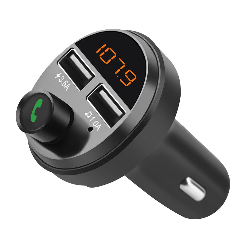 Bluetooth 5.0 Fm-zender Draadloze Handsfree Carkit O Auto MP3 Speler 5V 3.6A Dual Usb Fast Charger Adapter