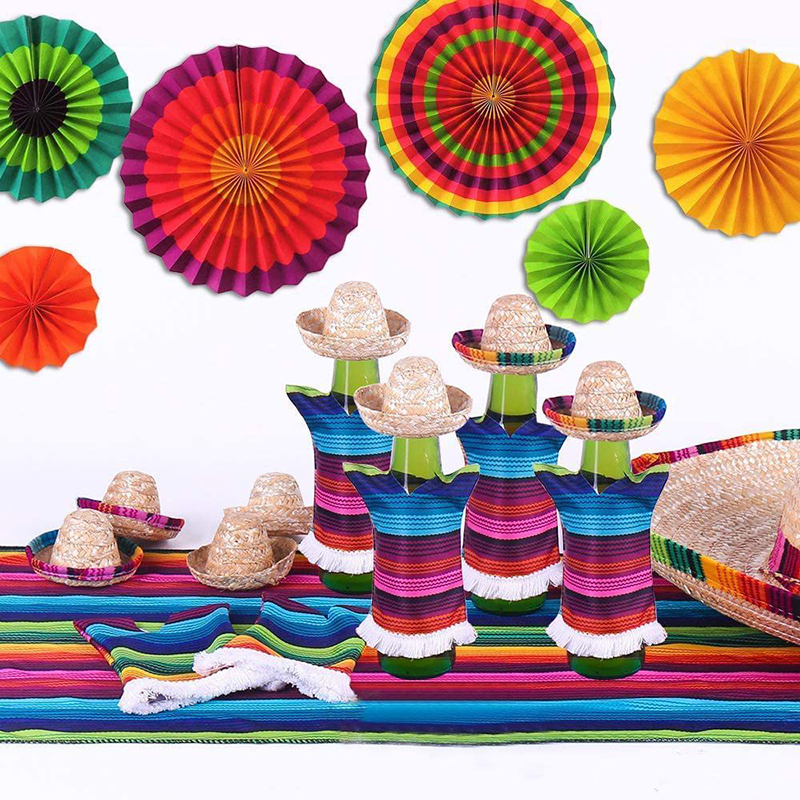 1 Mini sombrero de paja mexicano, sombrero para botella de vino tinto, sombrero tejido Natural, sombrero de paja pequeño para , accesorio para muñeca, suministros para mesa de comedor y