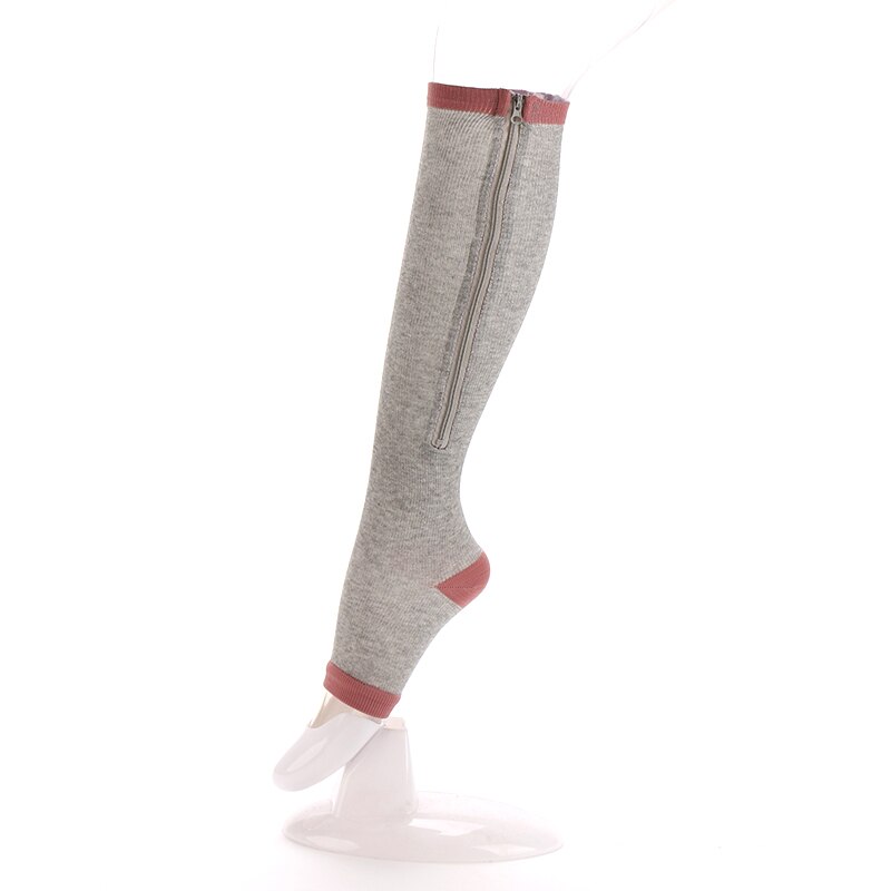 1Pair Unisex Women Men Zipper Compression Socks Foot Pain Relief Comfortable Soft Knee High Magic Varicose Veins Open Toe Socks