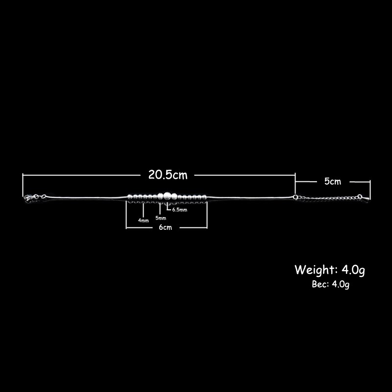 新ファッションラウンドボールビーズアンクレット足チェーン 925 スターリングシルバーつや消しビーズチャーム女性ジュエリーギフト