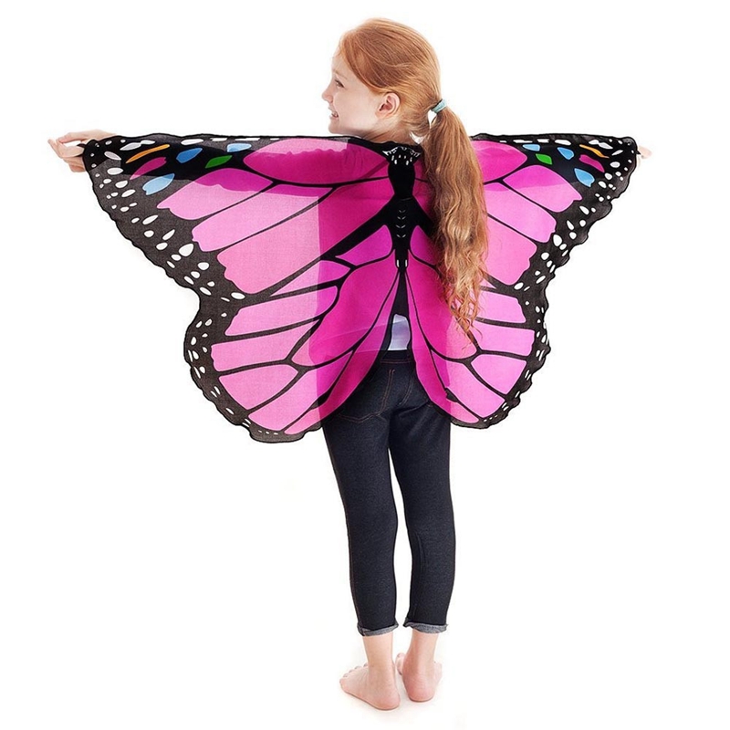 Chal de mariposa para niños y niñas, chal con mariposas de dibujos animados bohemios, accesorio de disfraz, ropa de princesa