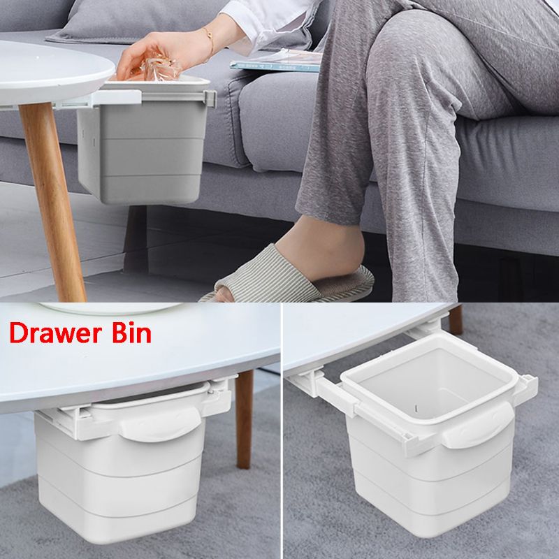 Retractable Plastic Trash Can Kitchen Hidden Waste Bin Cabinet Door Hanging Garbage Can Office Cleaning Tool Waste Sorting E5