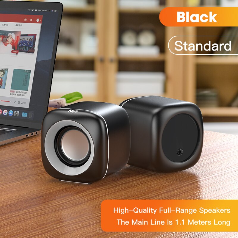 Mini Computer Speakers Diepe Bass Sound Speaker Voor Voor Tv Laptop Surround Sound Box Subwoofer Krachtige Multimedia Luidsprekers: Black Standard