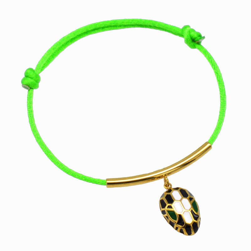 Pulsera de cuerda con cabeza de serpiente esmaltada para mujer, clásico, Color dorado, acero inoxidable, ajustable, accesorios de pulsera DIY: Color amarillo dorado claro