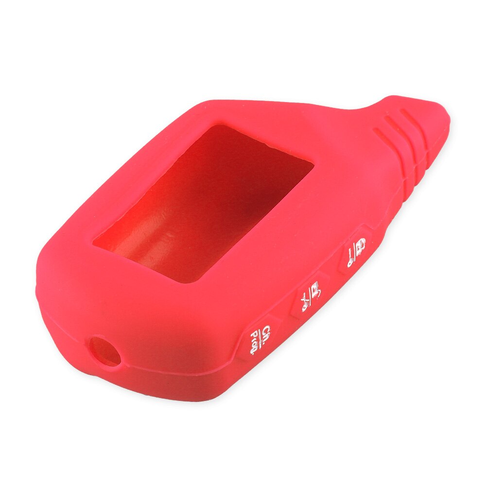 Keyyou for starline  b9 b6 a91 a61 nøglering silikone cover nøglecase til starline  b91 bil alarm fjernbetjening lcd sender: Rød