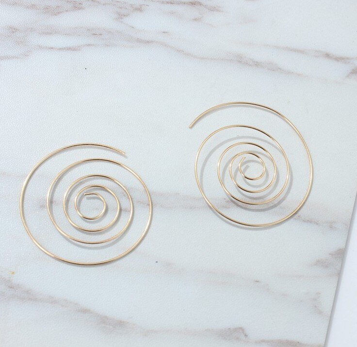 Boucles d'oreilles rondes en spirale, personnalité ethnique, boucles d'oreilles exagérées, tourbillon, équipement pour femmes, bijoux à la 5E385