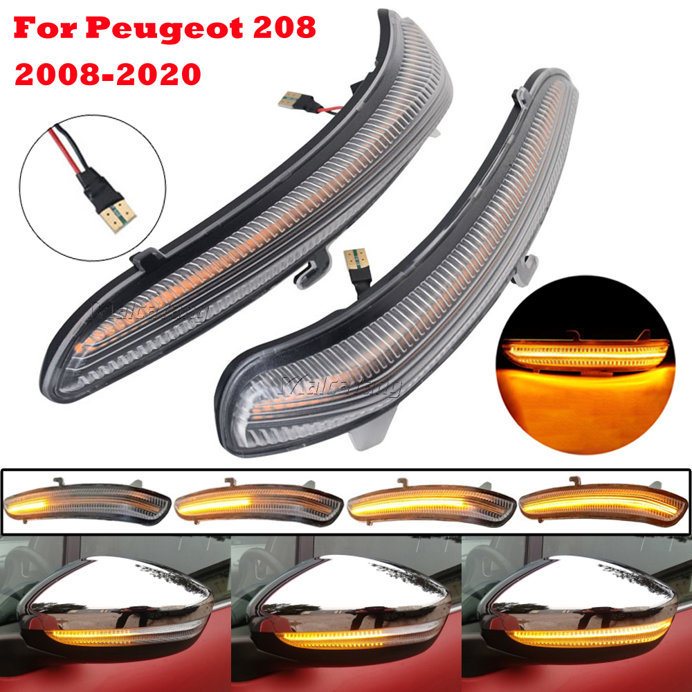 For Peugeot 208 For Citroen C3 C4 2PCS Dynamic LED Side Mirror Blinker Lights Sequential Turn Signal Indicator Lamps: DEEP BLUE