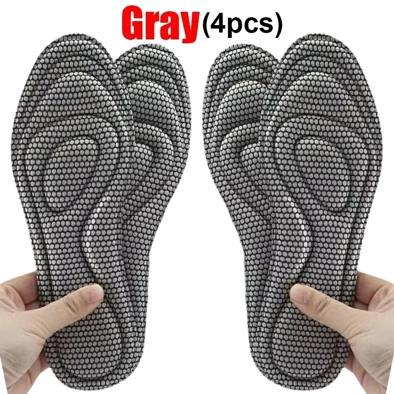 2/4pcs Memory Foam Orthopedic Insoles Shoes Men Women Nano Antibacterial Deodorization Insole Sweat Absorption Running Cushion: Blue / 4.5