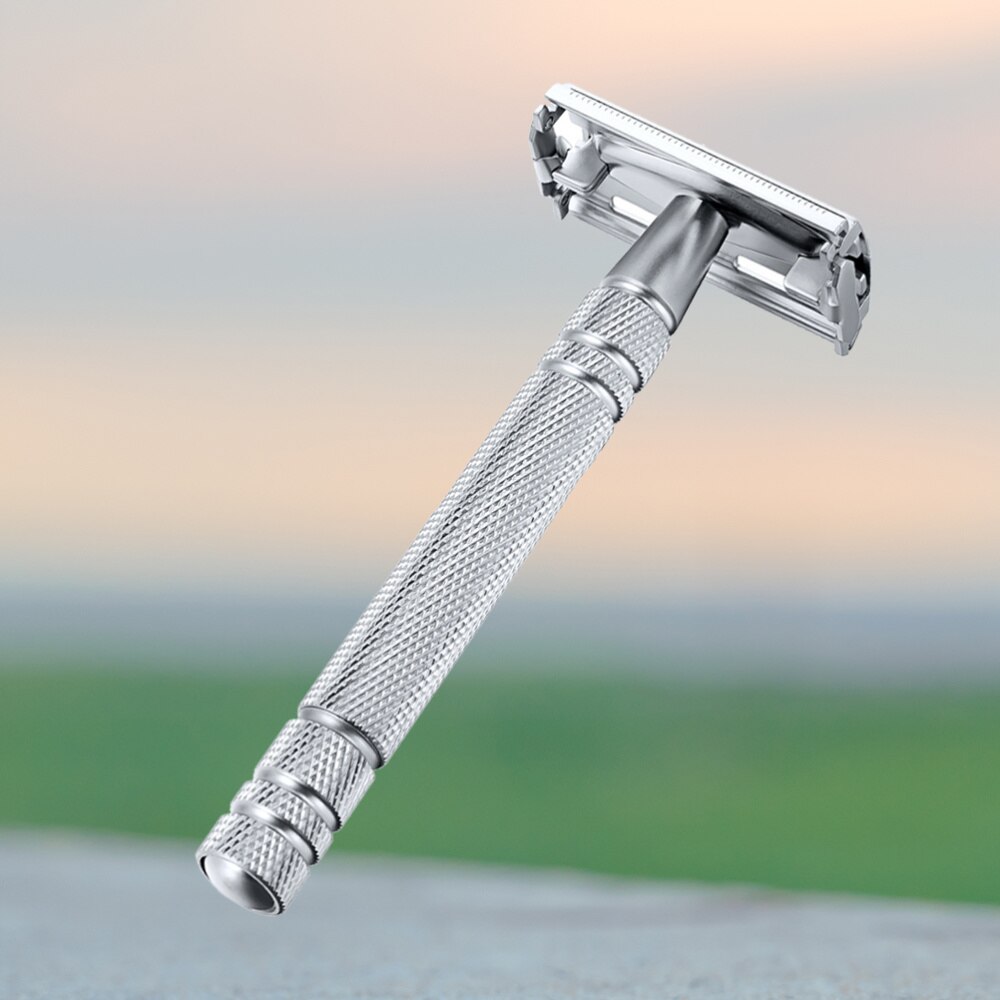 Säkerhetsrakhyvel i rostfritt stål ögonbrynshyvel manuellt rakverktyg klassisk rakhyvel halkfritt långt handtag manuell rakhyvel