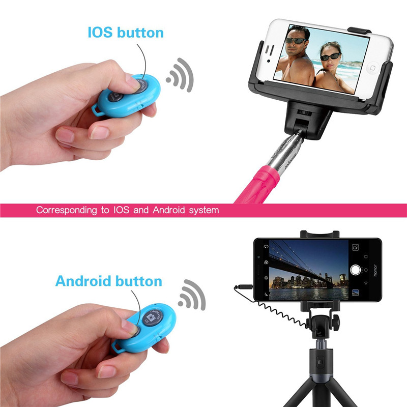 Remote Shutter Selfie Shutter Bluetooth Afstandsbediening Stick Monopod Knop Self Timer + Beschermende Siliconen Case Voor Iphone