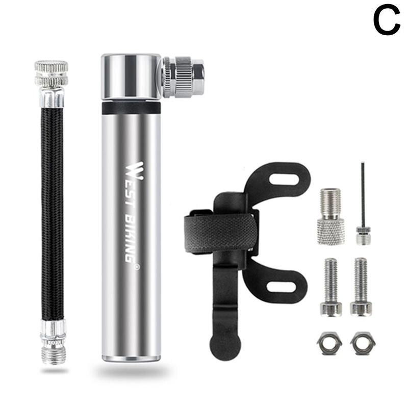 Portable Mini Bike Pump 120psi Aluminum Alloy MTB Road Bicycle Pump Cycling Wheels Tire Pump Ball Rear Suspension Inflator 2022: Silver