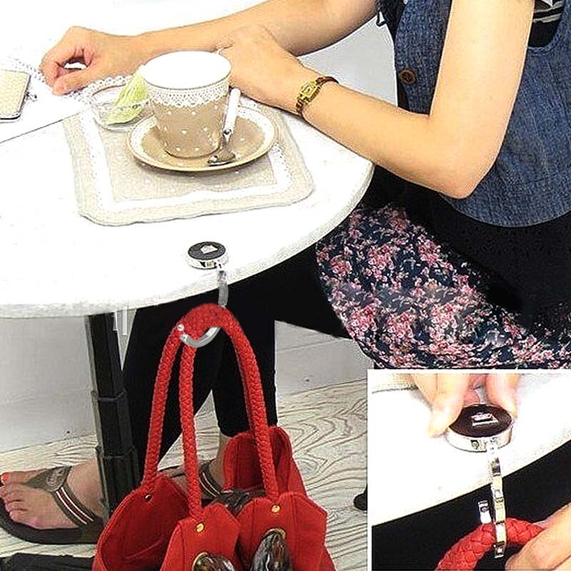 7 Colors Portable Metal Foldable Bag Purse Hook Handbag Hanger Purse Hook Handbag Holder Shell Bag Folding Table Hook 7C2468
