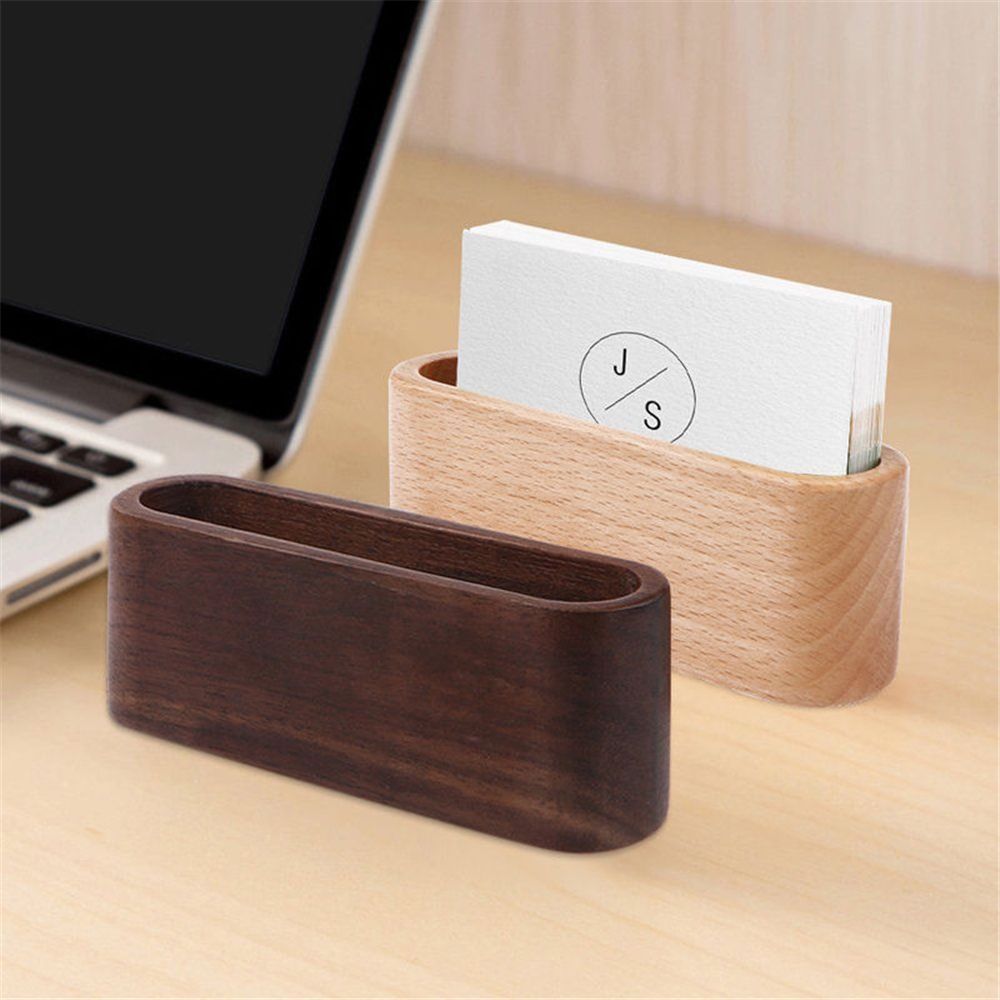 Wooden Desk Organizer Business Card Holder Display Device Card Stand Yellow