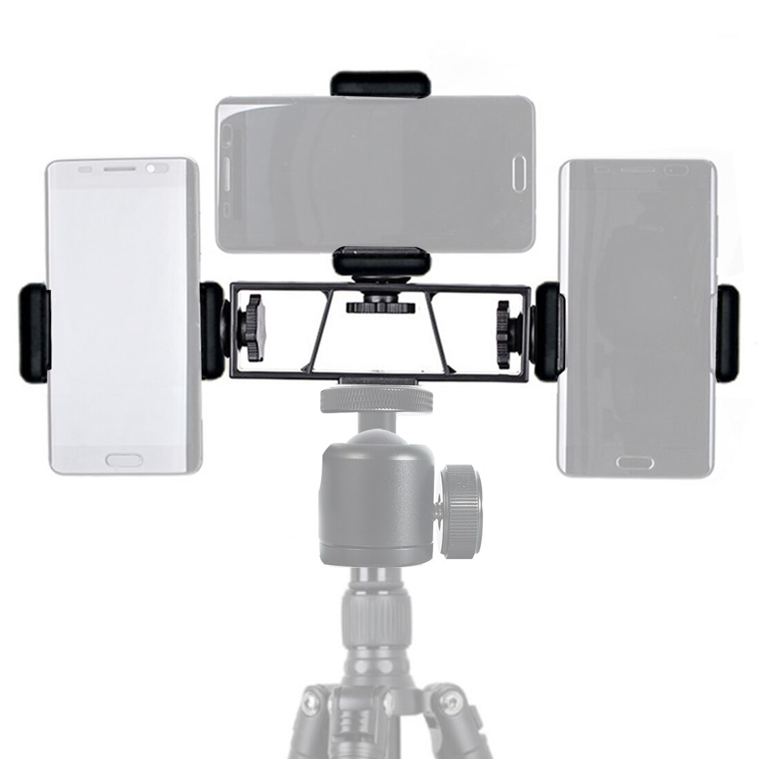 Multi Head Three Position Mobile Phone Stand Clip Bracket Holder 3-Position Live Tripod Camera 1/4 Connector Smartphone Selfie