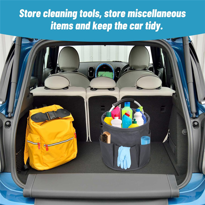 Bsevb -17l bærbare rengjøringsbøtter, arrangør med 6 lommer, sammenleggbar rengjøringsboks, bærbar rengjøringspose: Default Title