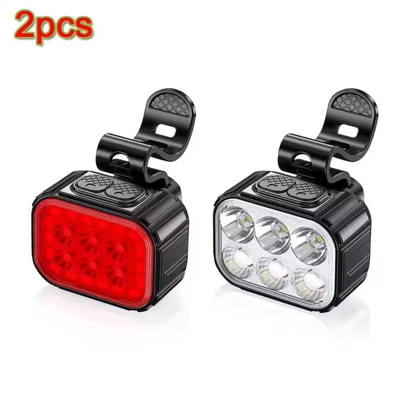 Ciclismo bicicleta frente conjunto de luz traseira carga usb farol luz mtb à prova dwaterproof água lanterna led acessórios da bicicleta: Verde