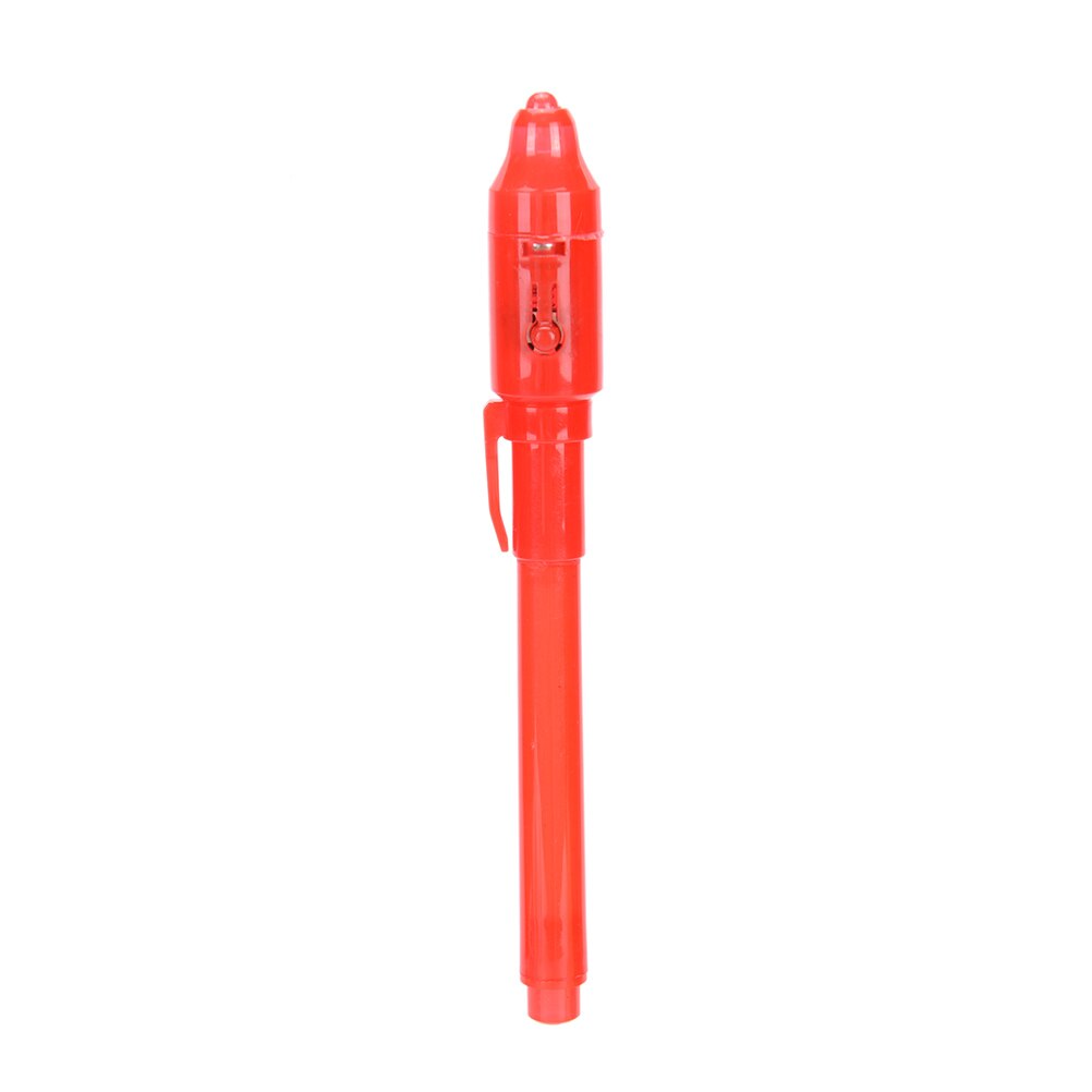 2 In 1 UV Black Light Combo Drawing Invisible Ink Pen Stationery School Office 13.3cm big head light pen: Red