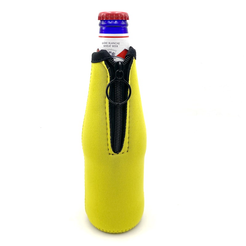6pcs Beer Bottle Cooler Sleeves with Ring Zipper Collapsible Neoprene Insulators for 12oz 330ml Bottles Party Drink Coolies
