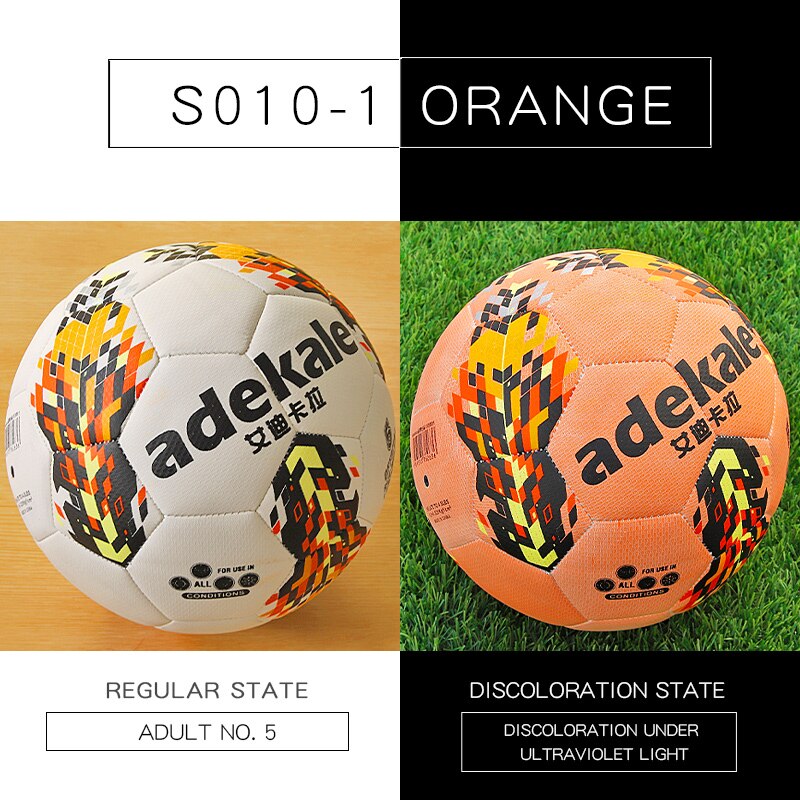 Ultraviolet Light Discoloration Football Standard Game Training Light Change Soccer Adult No. 5 Child kids No. 4: S010 Orange (size 5)